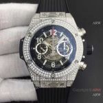 Iced Out Hublot Big Bang Unico King Black Skeleton Replica Watch 7750 Movement